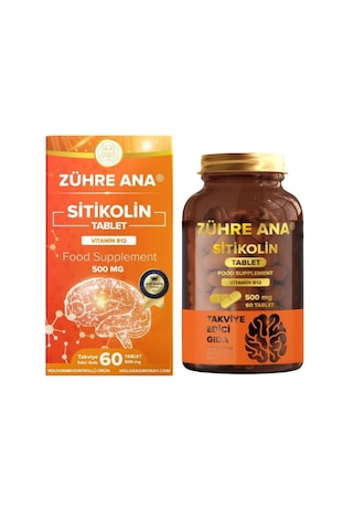 Zühre Ana Sitikolin ve Vitamin B12 İçeren Takviye Edici Gıda 60 Tablet