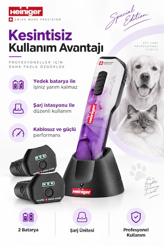 Heiniger Opal Special Edition Kablosuz Evcil Hayvan Tıraş Makinesi Yedek Bataryalı