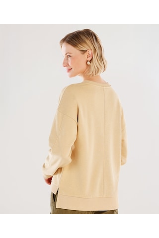 Yargıcı Dikiş Ve Yırtmaç Detaylı Bisiklet Yaka Sweatshirt 25yksw9003x 017 Bej