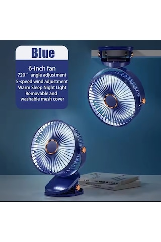 Yüksek Performanslı Pratik Taşınabilir Şarjlı Işıklı 5 Kademeli Masaüstü Fan Laciver Vnt-02