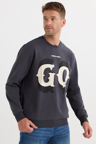 Tudors Erkek Relax Fit Rahat Kesim Pamuklu Lastikli Kol Bisiklet Yaka Baskılı Antrasit Sweatshirt-37306 Antrasit