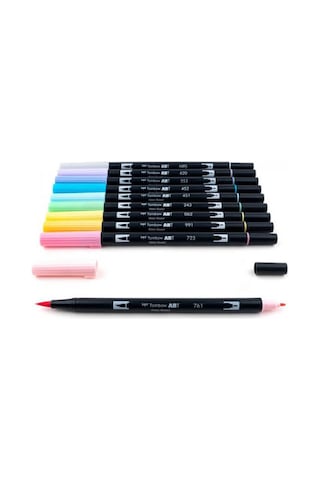 Abt Dual Brush Pen Grafik Kalemi 10'lu Set - Pastel Colors