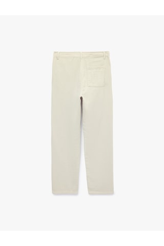 Koton Pamuklu Cepli Straight Fit Beli Bağcıklı Düğmeli Pantolon Bej 6sam40018hw Ekru