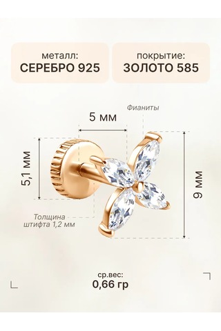 Zoloto Russkih 925 Ayar Gümüş Kaplamalı Helix Labre Yapboz Küpe 153618051 Altın