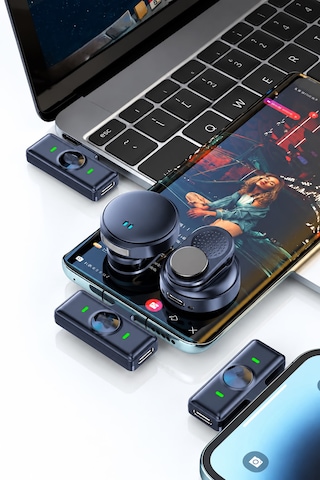 Q8 Kablosuz Yaka Mikrofonu Tyep-c Uyumlu 2.4ghz 20 Metre Menzil Dijital Şarj Göstergeli Mıknatızlı Kıskaçlı Telefon Bilgisayar Tablet Uyumlu-sütüdyo-canlı Yayın-vlog-pörortaj Uzun Pil Ömrü