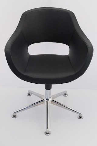 Ultra Siyah Deri Tekerleksiz Ofis Çalışma Koltuğu