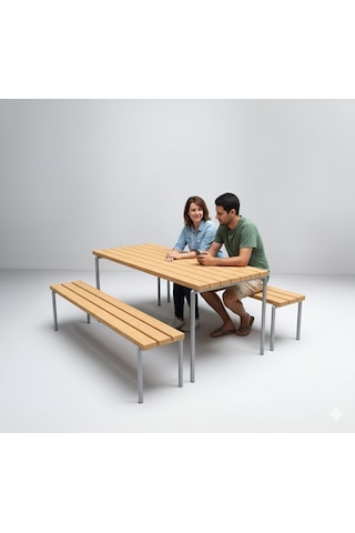 Piknik Masası 145 Cm, Bağımsız Oturma Bankları-427