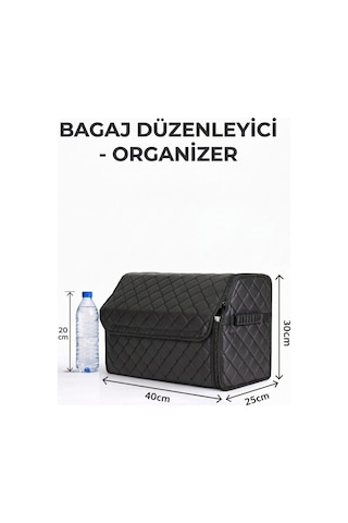 Oto Bagaj Organizeri Kapitone Deri Çanta Siyah Renk