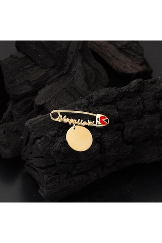 Yazı Yazılabilen Maşallahlı Altın Çengelli İğne VACIS14K20586