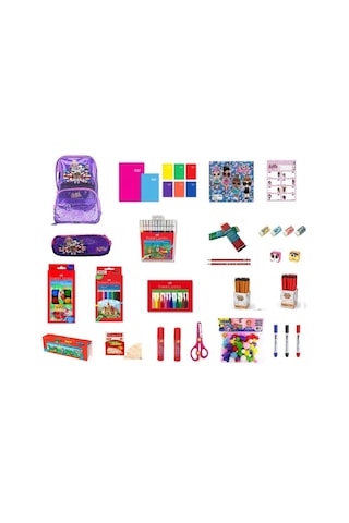 İlkokul Kırtasiye Seti 4 Mor Çanta Kız Öğrenci