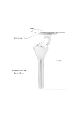 4 Adet Elmas Lüx Metal Ayak 16 Cm Krom Mobilya Koltuk Ayağı