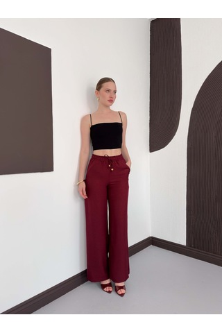 Verymoda Keten Pantolon D2381 Bordo