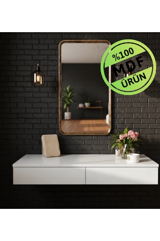 Mdf Makyaj Masası Ve Dresuar 120x30 Cm Çekmeceli Modern Tasarım Beyaz
