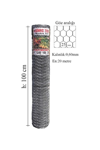 Bodur Tel Galvanizli Kümes Teli Ebat 100Cmx20Mt