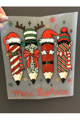 Ütü İle Yapışan Noel Kalemleri Transfer Baskı Arma 24x20 Cm