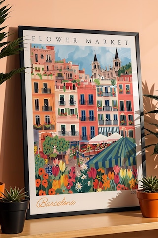 Barselona İspanya Çerçeveli Tablo Seyahat Severlere Salon Ve Ofis İçin Estetik Duvar Dekoru Travel Flower Market Barselona İspanya Çerçeveli Tablo Seyahat Severlere Salon Ve Ofis İçin Estetik Duvar Dekoru Travel Flower Market