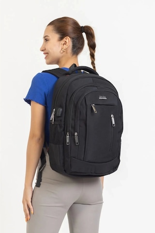 Siyah Sportif Darbe Emici Su Geçirmez 14-16 İnç Laptop Sırt Çantası Renkli Çok Renkli