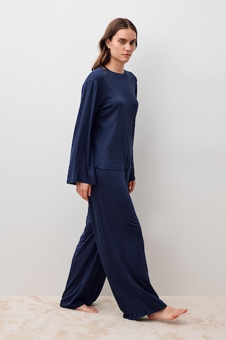 Uzun Kollu Oversize Basic Likralı Viskoz Alt Üst Takım 20210 Lacivert