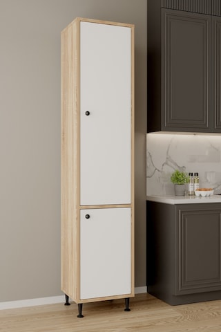 Aeka Ae-2028 Soft 2 Kapaklı Raflı Dar Yüksek Boy Banyo Çok Bölmeli Depolama Dolabı 40x180 Cm Çok Amaçlı Dolap Sonomo - Beyaz
