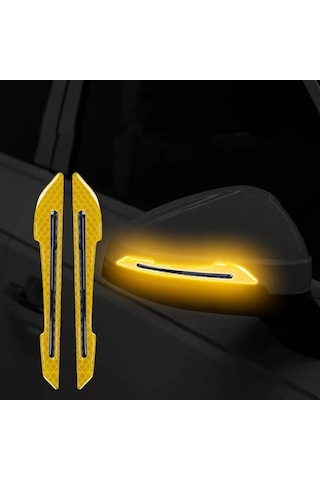 Yan Dikiz AynaSticker Led Sinyal Görünüm Araç Reflektör Sticker15.5x2cmSarı