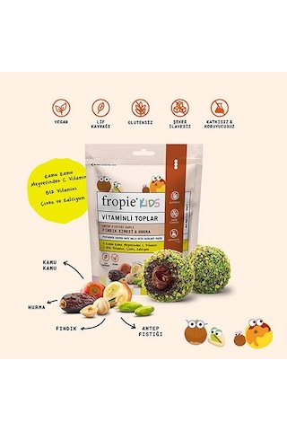 Fropie Vitaminli Kids Meyve Topları - Antep Fıstığı Kaplı & Fındık Ezmeli 80 G