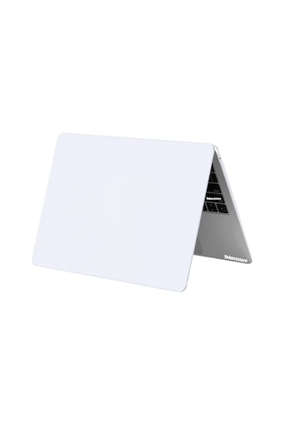 Apple Uyumlu MacBook Pro 13.3 M2 Çip 2022 A2338/a2686 Mat Beyaz Karbon Kapak Koruma Ultra Ince Kılıf