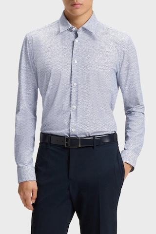 Boss Desenli Slim Fit Streç Uzun Kollu Gömlek Erkek Gömlek 50545269 410 Beyaz-lacivert Beyaz - Lacivert