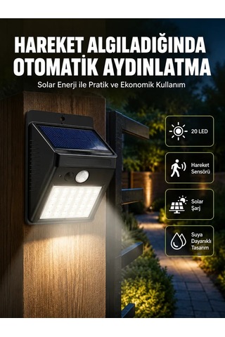 Hareket Algılamalı Solar Led Güvenlik Lambası Yeni Nesil Standart