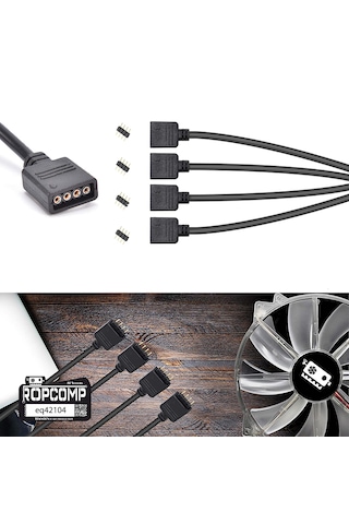 Ropcomp Pc Kasa Ve Led Aydınlatma İçin 4 Çıkışlı 4-pin Rgb Splitter 30 Cm