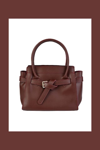 Kadın Deri Kemer Detaylı Bordo Çanta Bordo