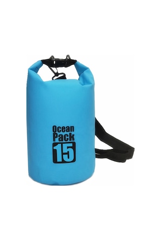Mufunye 15l 500d Pvc Su Geçirmez Çanta, Kayak/rafting İçin Dayanıklı, Tek Askılı, Mavi, Roll-top Kapatma Sistemiyle