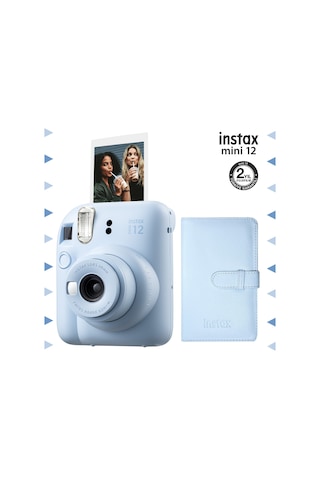 Fujifilm Instax Mini 12 Fotoğraf Makinesi + 96'lı Laporta Albüm Seti Mavi