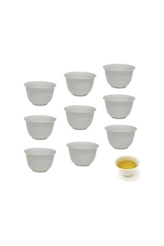 Dofolink 60ml Çay Bardakları, Pirinç Kabuğu Ve Pp Malzeme, Tek Kullanımlık, Isı Dayanıklı, 50 Adet Paket Beyaz