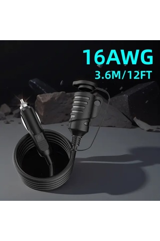 Boatshop1 Tr-29 Araba Uzatma Kablosu 16awg 36m 12ft Erkek Dişe Çıkış Füze Led Işık Şarj Cihazları Lastik Pompaları İçin Kırmızı Siyah Çizgili Dayanıklı İzolasyon