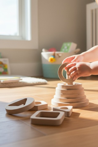 Ahşap Eğitici Geometrik Dikey Puzzle Model Yapboz