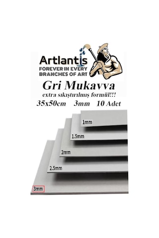 Mukavva Gri 3 mm 35x50 cm 10 Adet Sert Karton Ekstra Sıkıştırılmış 35*50 Mukavva Gri Renkli 10 Adet