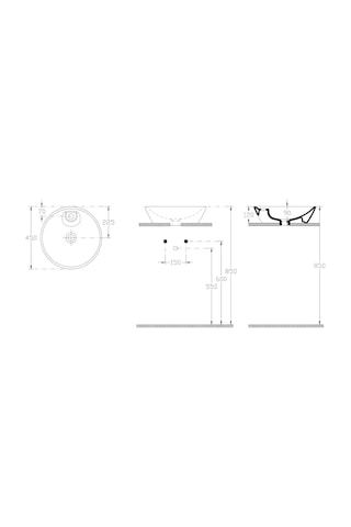 İsvea - Soluzione Tezgah Üstü Beyaz Lavabo 45 Cm Batarya Banklı - 10sz65045sv Beyaz