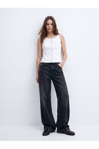 LTB Isella Slım Fit Fermuarlı Beyaz Jean Yelek