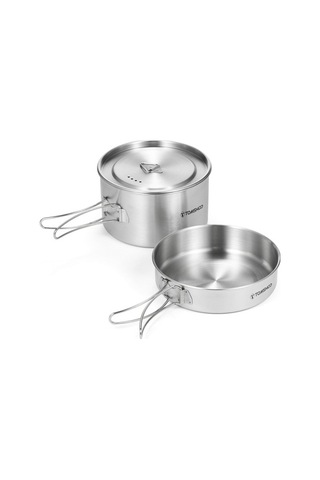 Createtech Kamp Tava Tencere Taşıma Seti Paslanmaz Katlanır Gümüş File Çelik Çanta 2'li Gümüş