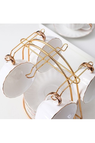 Besthome1 6 Bardaklı Retro Gümüş Renkli Demir Çelik Bardak Tutucu, Ev Café Kolay Kurulum Hafif Dayanıklı