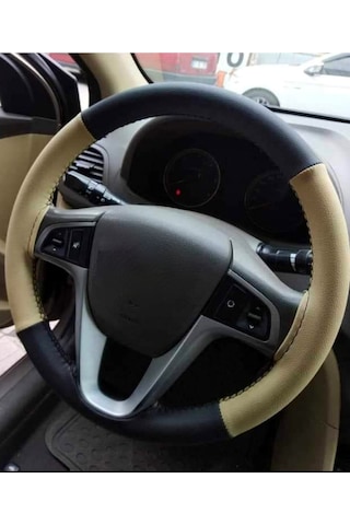 Ford Connect Uyumlu Dikmeli Direksiyon Kılıfı Bej-siyah 4parçalı