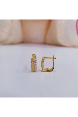 925 Ayar Gümüş Beyaz Taşlı Gümüş Çocuk Küpesi