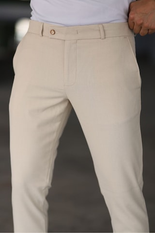 Bürke Erkek Krem Renk Kaliteli Esnek Likralı Bilek Boy Kumaş Pantolon (100-130 kg battal beden 40-42-44)