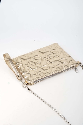 Vivaq Kadın Sarı Yıldız Nakışlı Rugan Deri Bilek Ve Zincir Askılı Portföy El Ve Clutch Çanta