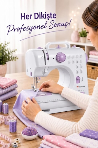 Torima DM01 12 Desenli Pedallı Ev Tipi Beyaz Mini Dikiş Makinesi