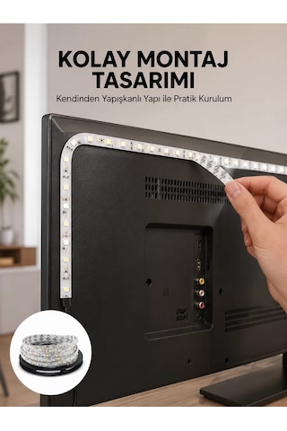 Northcity Yeni Nesil Uzaktan Kumandalı Led Tv Arka Işık Şeridi - Renkli Modlu Montaj Sistemi Renk Li