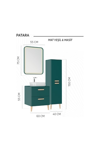 Creavit Patara Dikdörgen Led Ayna 55x75cm Mat Yeşil Cam
