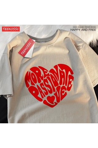 Startmore Y2k Vintage Tişört Tee Daha Tutkulu Aşk Baskı Haki