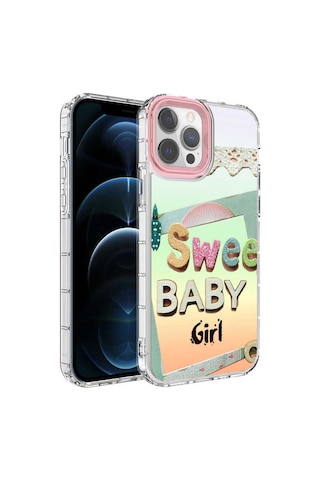 Apple  Uyumlu iPhone 12 Pro Max Kılıf Kamera Korumalı Renkli Desenli Sert Silikon Korn Kapak