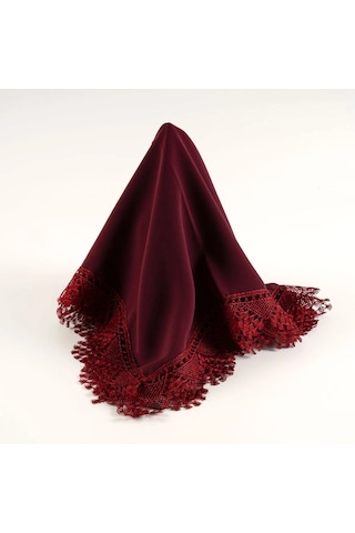 İğne Oyalı Şal Namaz Örtüsü, 144x68 Cm. Bordo Bordo